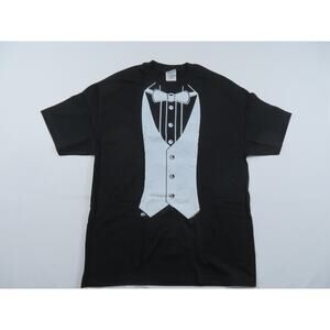 Psuedo Faux Tuxedo Black T-shirt Sz XL 1990s